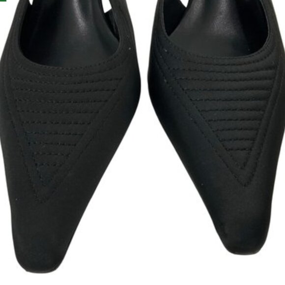 Tony Bianco | Size 8 | Black Stitched Pointed Toe Slingback Heels - Picture 9 of 15